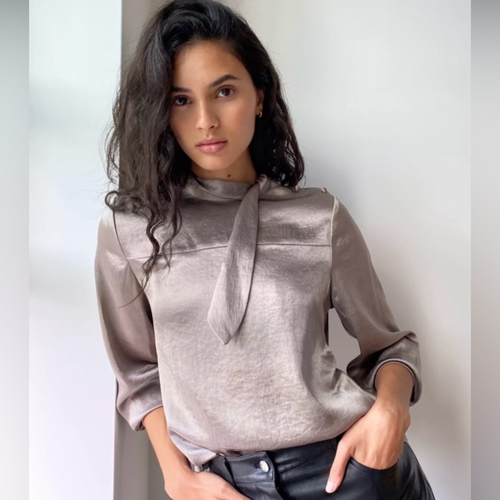 ARITZIA WILFRED Trapeze Blouse in Pine Bark